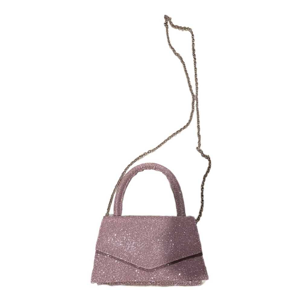 Glittery Pink Handbag with Chain Strap